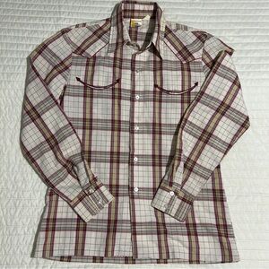 Vintage 70's Paul Howard California Plaid Western Shirt Medium